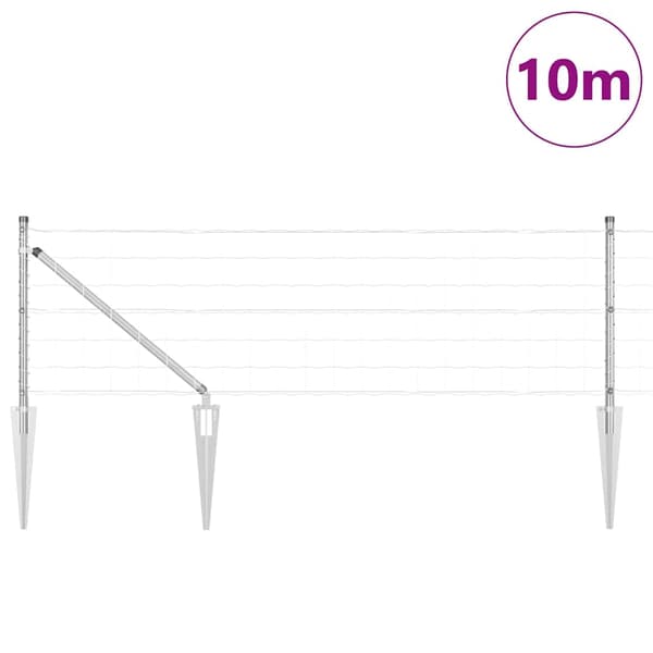 vidaXL Gjerde med stolpe sølv 0,8 x 10 m Stål