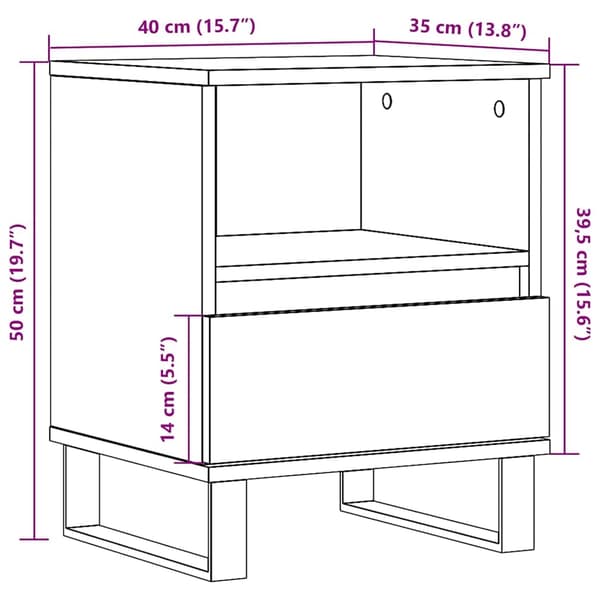 vidaXL Sängbord vit 40x35x50 cm konstruerat trä