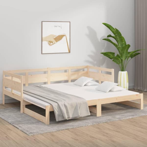 vidaXL Bäddsoffa massiv furu 2x(80x200) cm