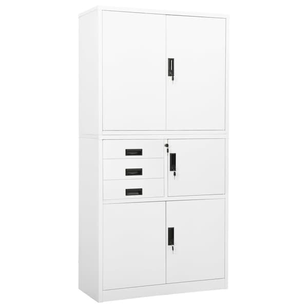 vidaXL Dokumentskåp vit 90x40x180 cm stål