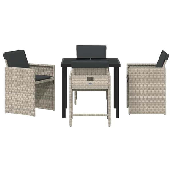 vidaXL Hage Spisegruppe 5 pcs Lysegrå polyrotting