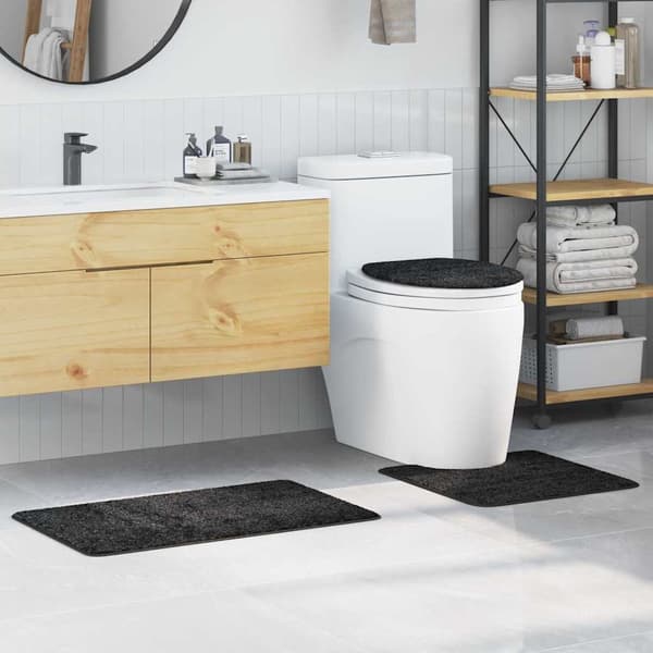 vidaXL Badmatta 3 pcs Mörkgrå 50 x 50 cm Polypropylen