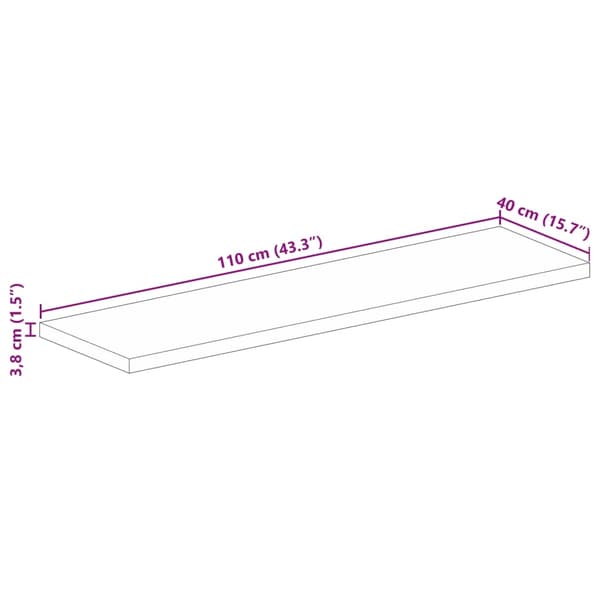 vidaXL Bordsskiva 110x40x3,8 cm rektangulär massivt mango-trä