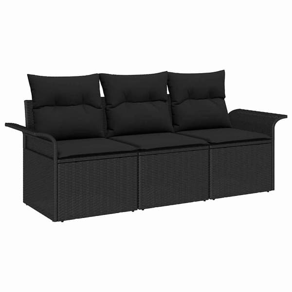 vidaXL Soffset med kudde 3 pcs Svart konstrotting