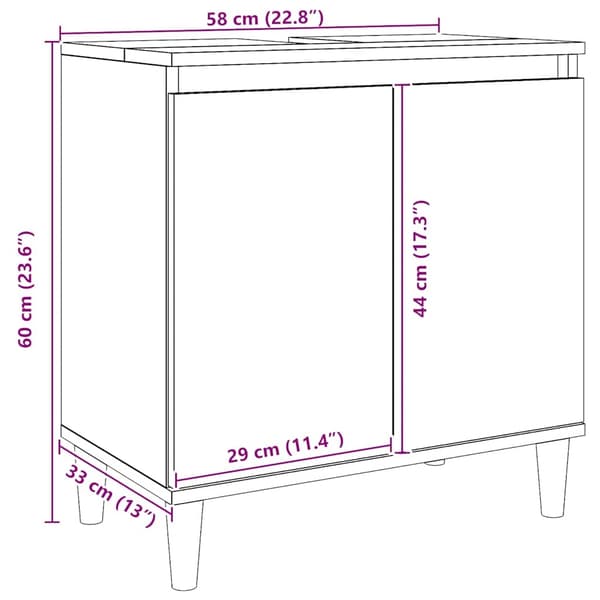 vidaXL Servantskap artisan eik 58x33x60 cm konstruert tre