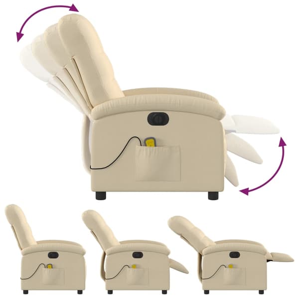 vidaXL Elektrisk massagefåtölj gräddvit tyg