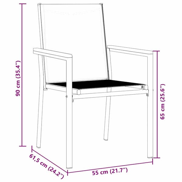 vidaXL Trädgårdsmöbelset 9 pcs Svart Pulverlackerad stål