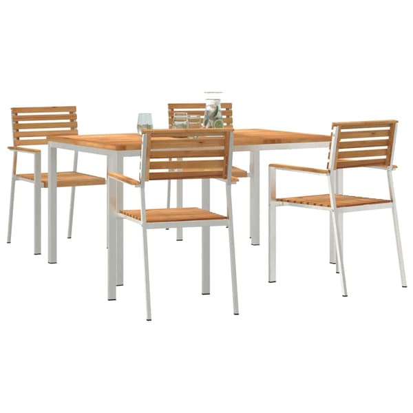 vidaXL Trädgårdsmöbelset 5 pcs Brun Massivt teakträ