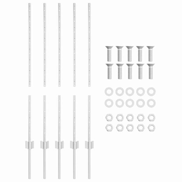 vidaXL Gjerdepåle 5 pcs sølv 100 cm Stål