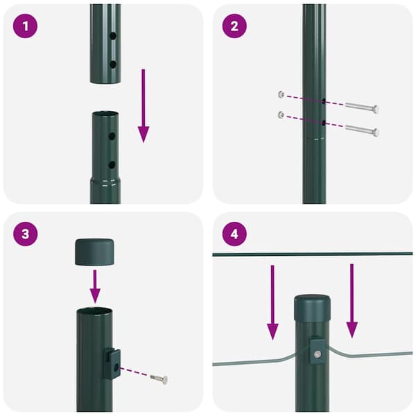vidaXL Gjerdepåle 7 pcs grønn Stål
