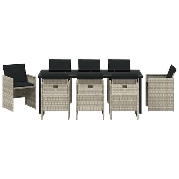 vidaXL Hage Spisegruppe 9 pcs Lysegrå polyrotting