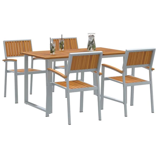 vidaXL Hage Spisegruppe 5 pcs Grå Solid akasietre