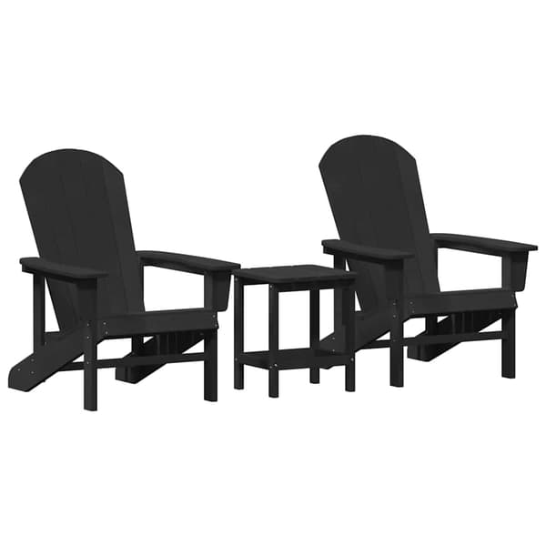 vidaXL Trädgård Stol 3 pcs Svart polyeten