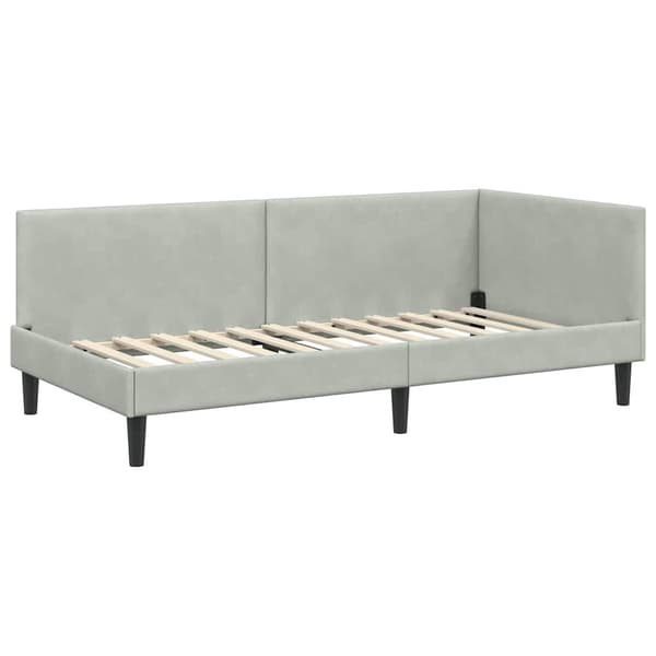 vidaXL Hörnssängram Ljusgrå 90 x 200 cm Sammet