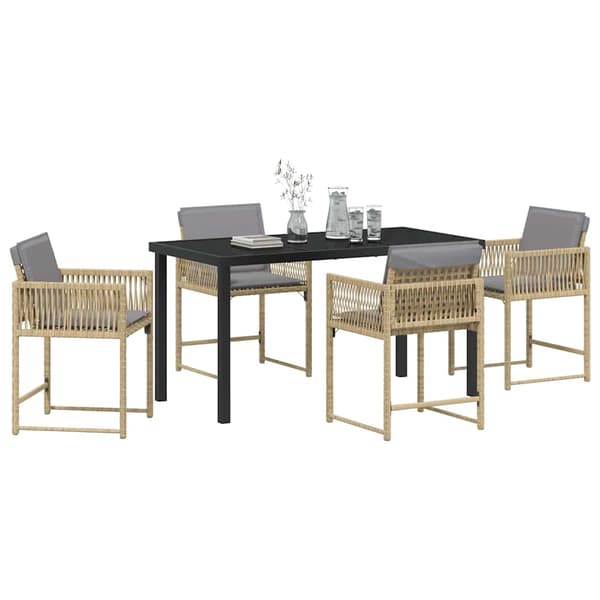 vidaXL Hage Spisegruppe 5 pcs Beige polyrotting