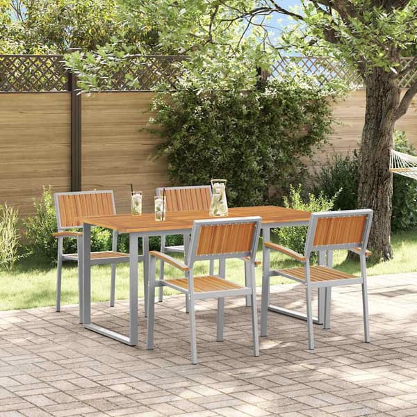 vidaXL Trädgårdsmöbelset 5 pcs Grå Massivt Akaciaträ