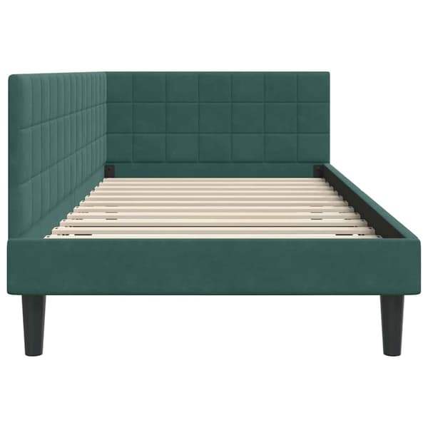 vidaXL Hörnssängram Mörkgrön 90 x 200 cm Sammet