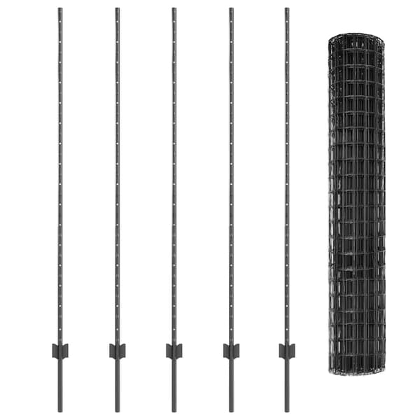 vidaXL Gjerde med stolpe Grå 1,5 x 10 m Stål og PVC