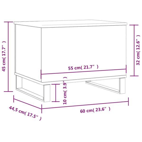 vidaXL Soffbord vit 60x44,5x45 cm konstruerat trä