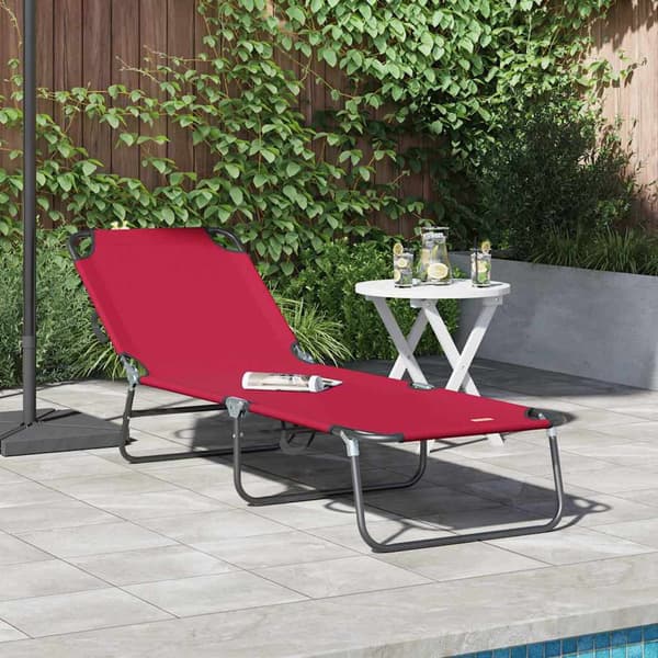 vidaXL Sammenleggbar solstol Rød 188 x 57 x 86,5 cm Polyester