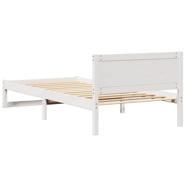 vidaXL Sengestamme med hodegjerde Hvit 80 x 200 cm Massiv furu