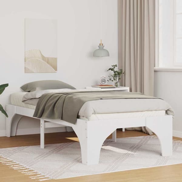 vidaXL Sängram Vit 90 x 200 cm Massiv furu