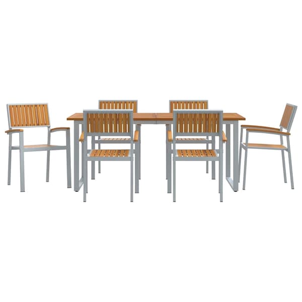 vidaXL Hage Spisegruppe 7 pcs Grå Solid akasietre