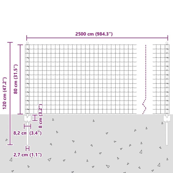 vidaXL Gjerde med innlegg. Grå 0.8 x 25 m Stål
