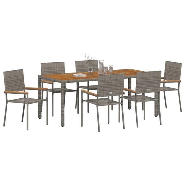 vidaXL Trädgårdsmöbelset 7 pcs Grå konstrotting