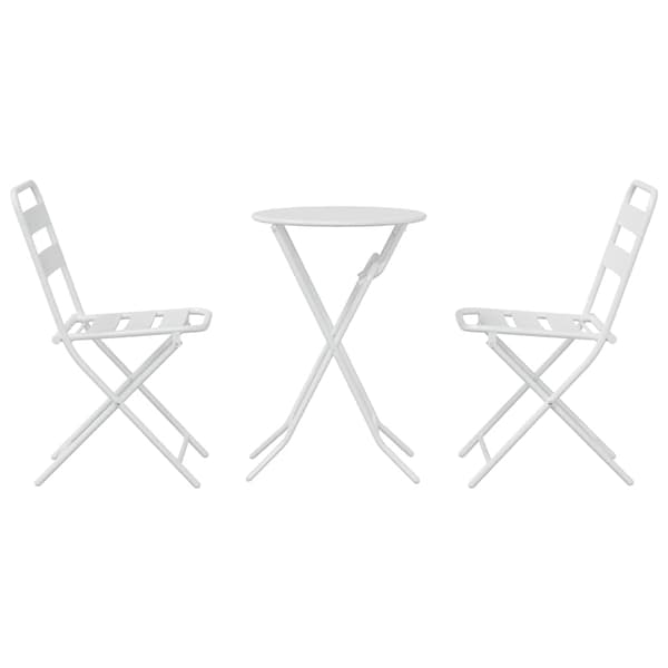 vidaXL Trädgårds Bistro Set 3 pcs Vit Stål