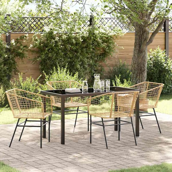 vidaXL Hage Spisegruppe 5 pcs Brun polyrotting