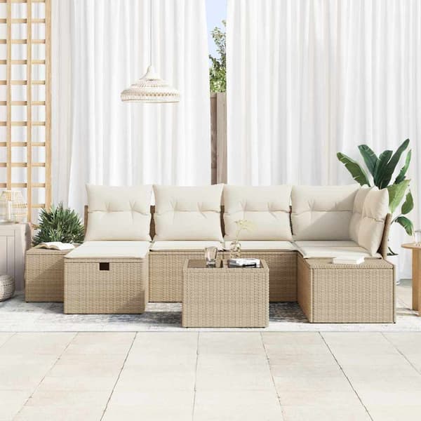 vidaXL Soffset med kudde 7 pcs konstrotting