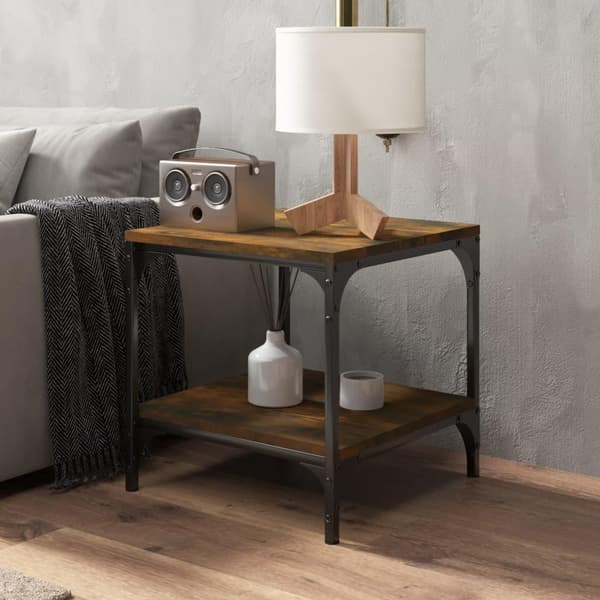 vidaXL Sidebord 2 stk røkt eik 40x40x40 cm konstruert tre