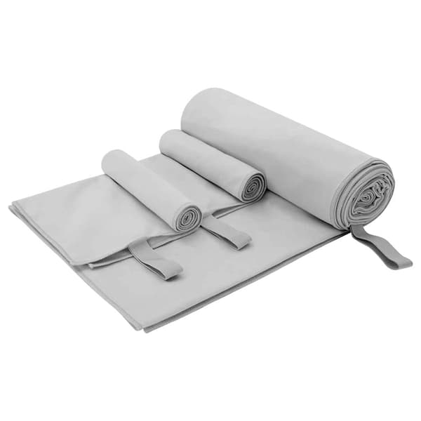 vidaXL Sports håndklesett 3 pcs Grå Polyester og polyamid