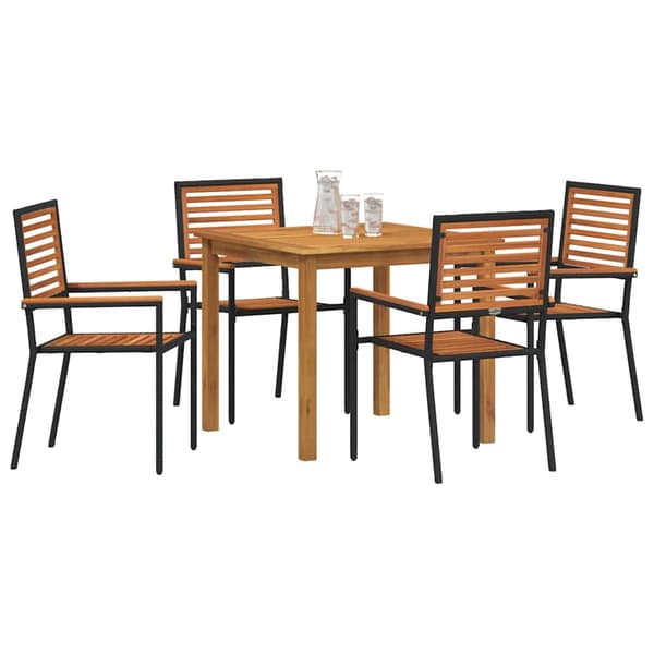 vidaXL Hage Spisegruppe 5 pcs Svart Solid akasietre