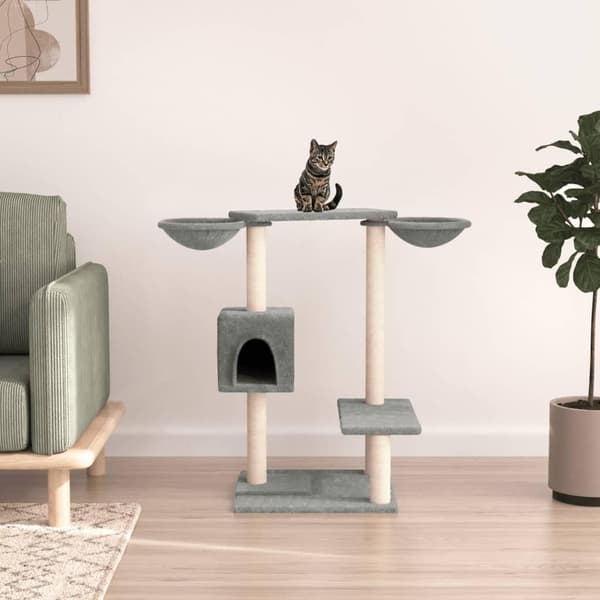 vidaXL Kattetre med klorestolper lysegrå 82 cm