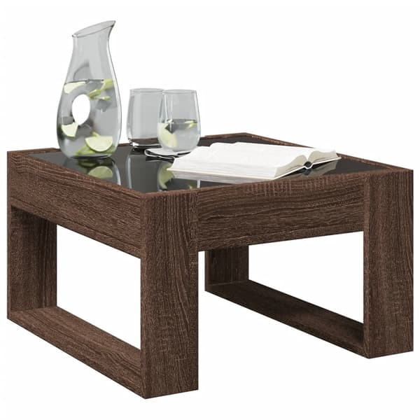vidaXL Soffbord med Infinity LEDs brun ek 50x53x30 cm
