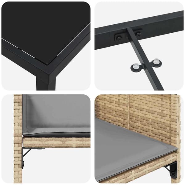 vidaXL Trädgårdsmöbelset med kudde 9 pcs Beige konstrotting
