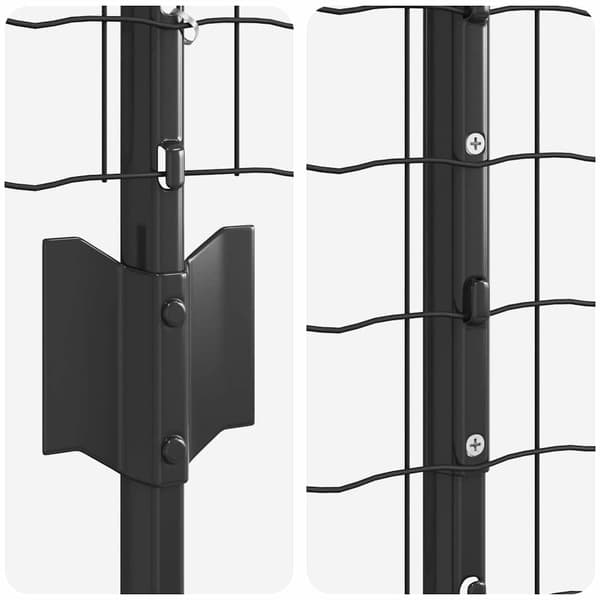 vidaXL Gjerde med stolpe Grå 1,6 x 10 m Stål og PVC