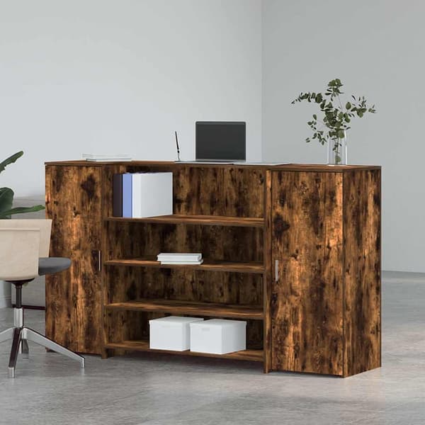 vidaXL Receptionsdisk rökfärgad ek 180x50x103,5 cm konstruerat trä