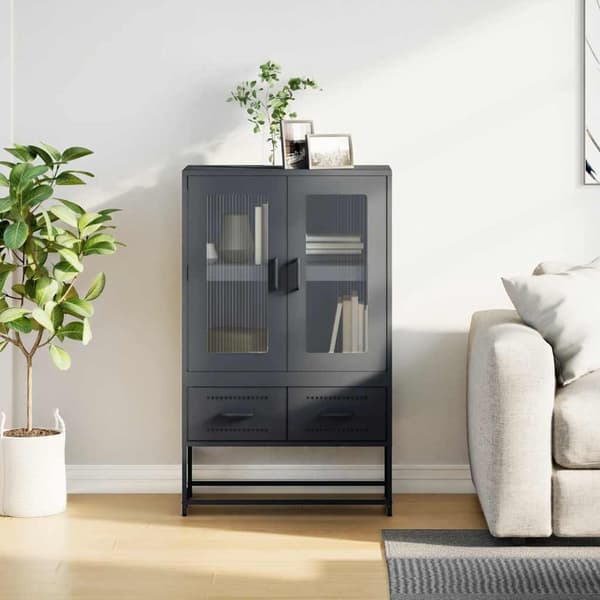 vidaXL Highboard antrasitt 68x39x111,5 cm stål