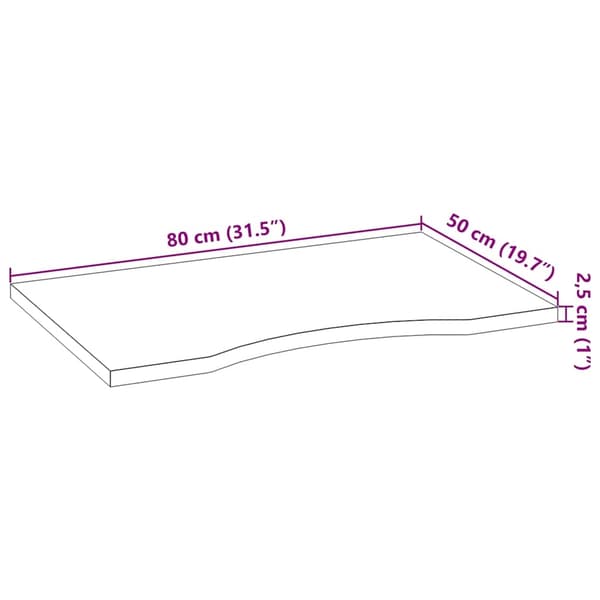 vidaXL Bordsskiva mörkbrun 80x50x2,5 cm massiv ek rektangulär