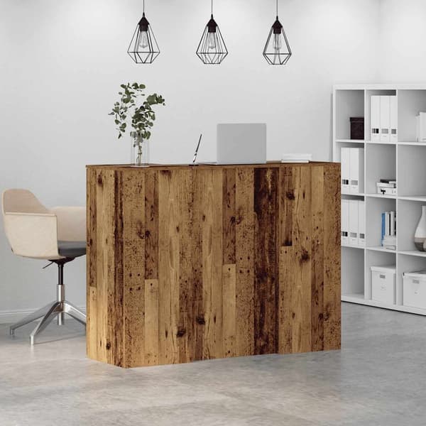 vidaXL Receptionsdisk åldrat trä 135x50x103,5 cm konstruerat trä