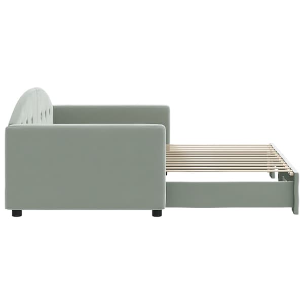 vidaXL Dagbädd utdragbar ljusgrå 90x200 cm sammet