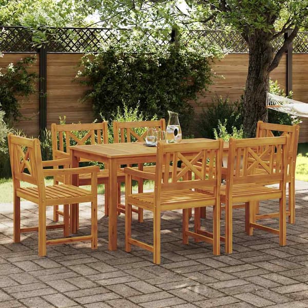 vidaXL Hage Spisegruppe 7 pcs Brun Solid akasietre