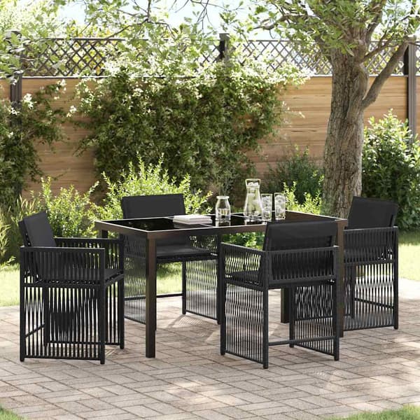 vidaXL Hage Spisegruppe 5 pcs Svart polyrotting