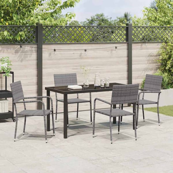 vidaXL Hage Spisegruppe 5 pcs Grå Poly rattan