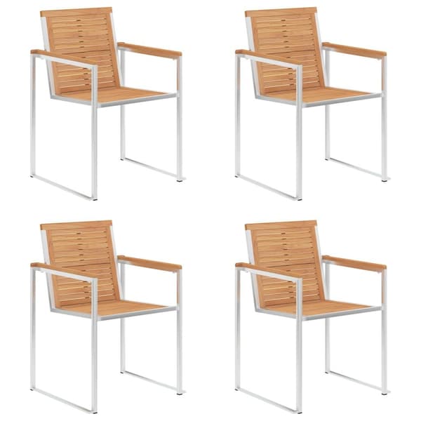vidaXL Trädgårdsstolar med dynor 4 st massiv teak