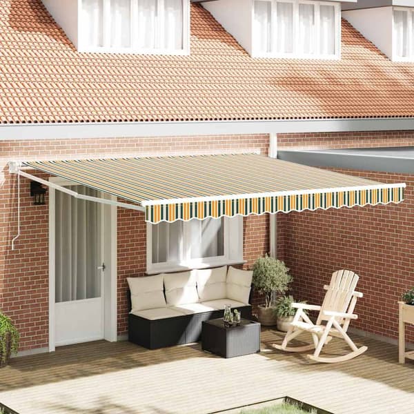 vidaXL Innvendbar Markise Grønn og gul 400 × 300 cm Polyester