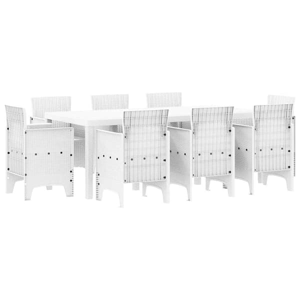 vidaXL Hage Spisegruppe 9 pcs Hvit Polypropen